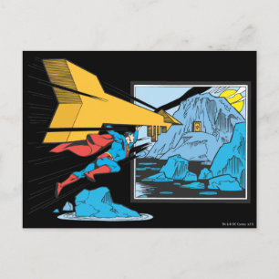 Superman Tunneling Into Rock Postcard