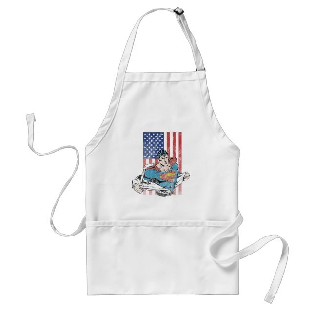 Superman & US Flag Adult Apron (Front)