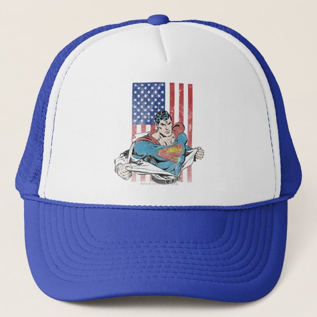 Superman & US Flag Trucker Hat (Front)