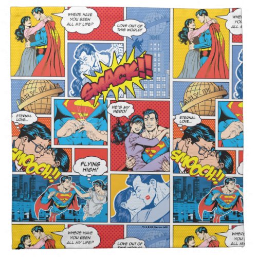Superman Valentines Day  Comic Book Collage Cloth Napkin