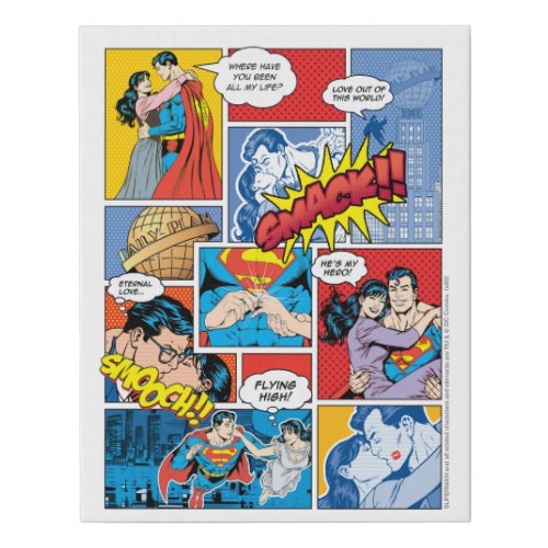 Superman Valentines Day  Comic Book Collage Faux Canvas Print