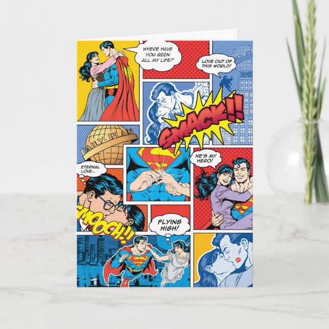 Superman Valentine's Day | Comic Book Collage Holiday Card (Front)