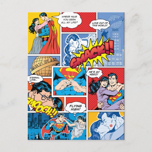 Superman Valentines Day  Comic Book Collage Holiday Postcard