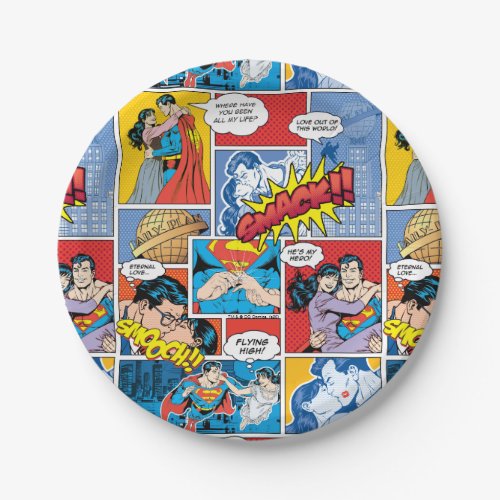 Superman Valentines Day  Comic Book Collage Paper Plates