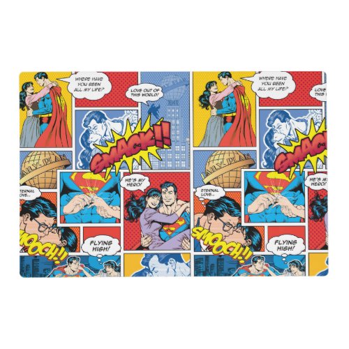 Superman Valentines Day  Comic Book Collage Placemat