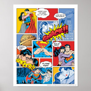 Superman Valentine's Day Comic Book Collage Poster
