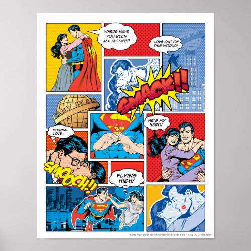 Superman Valentines Day  Comic Book Collage Poster