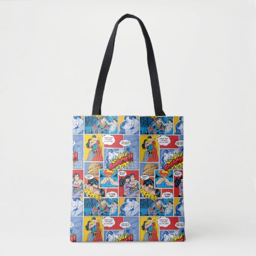 Superman Valentines Day  Comic Book Collage Tote Bag