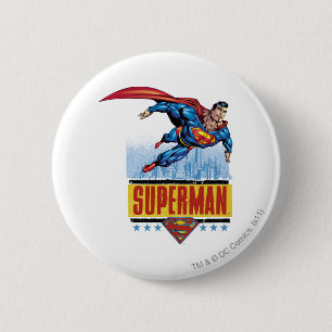 Superman with cityscape pinback button