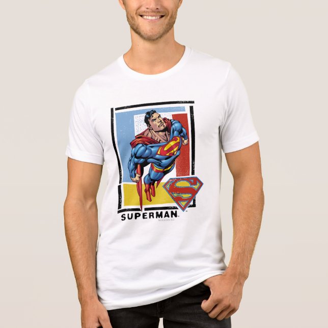 Superman with colorful background Tri-Blend shirt (Front)