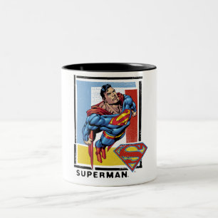 Superman with colorful background Two-Tone coffee mug