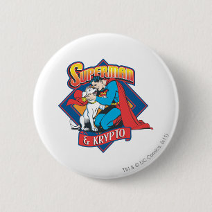 Superman with Krypto Pinback Button