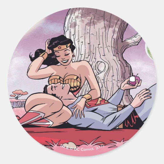 Superman/Wonder Woman Comic Cover #14 Variant Classic Round Sticker (Front)