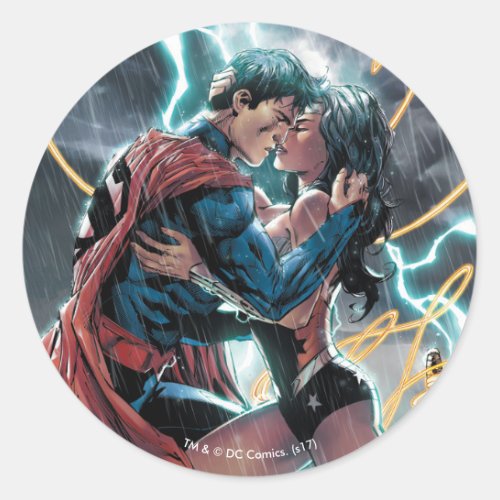 SupermanWonder Woman Comic Promotional Art Classic Round Sticker