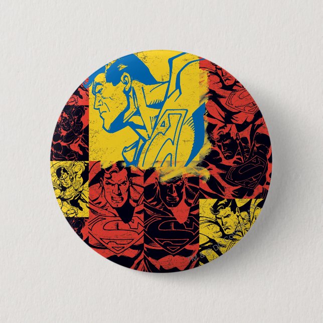 Superman Yellow and Red Pinback Button (Front)
