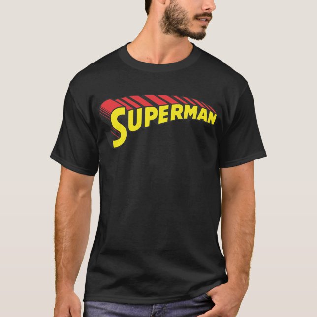 Superman | Yellow Red Letters Logo T-Shirt (Front)
