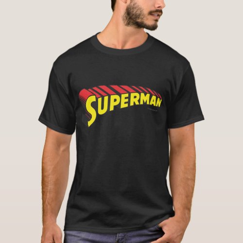 Superman  Yellow Red Letters Logo T_Shirt