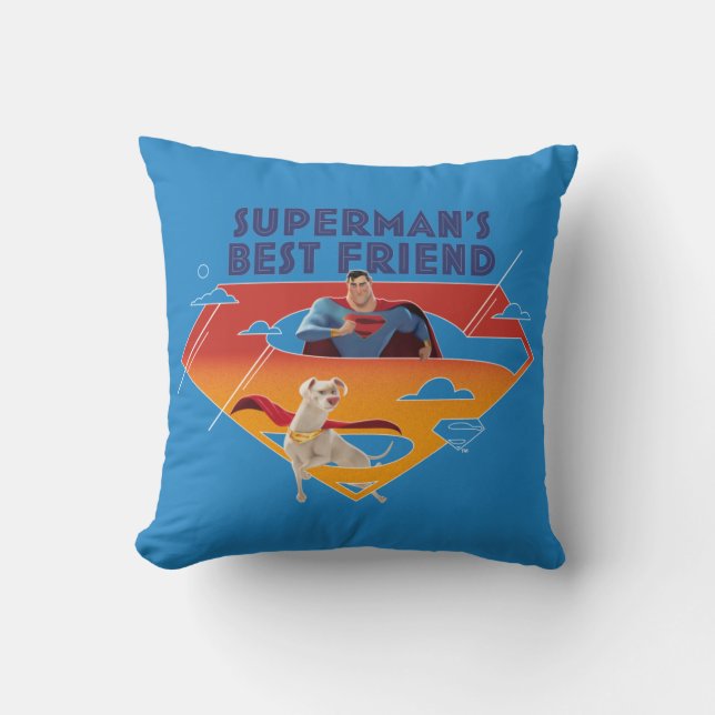 Superman's Best Friend Throw Pillow (Front)
