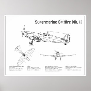 Supermarine Spitfire - Airplane Blueprint BD Poster