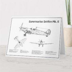 Supermarine Spitfire - Airplane Blueprint BD Thank You Card