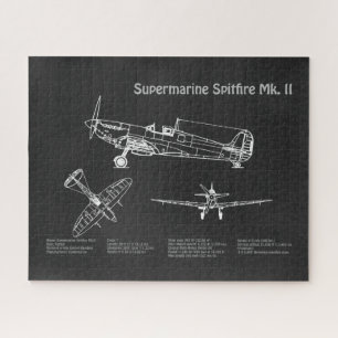 Supermarine Spitfire - Airplane Blueprint PD Jigsaw Puzzle