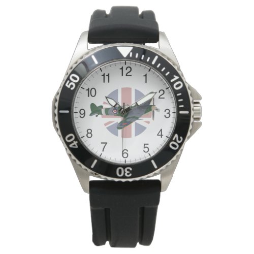 Supermarine Spitfire Fighter Aircraft with Flag Watch