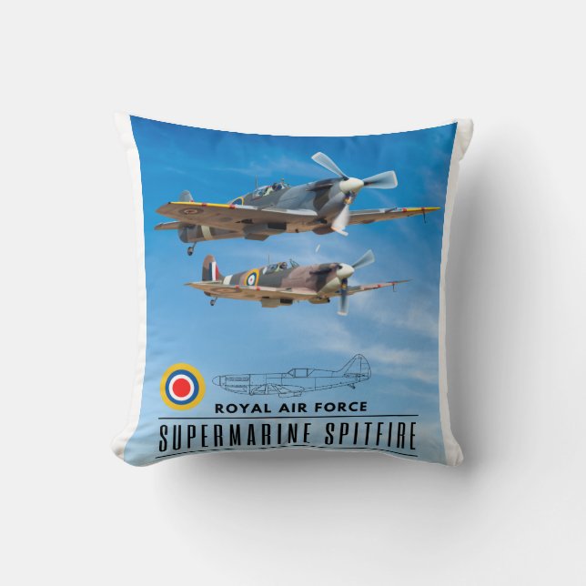 SUPERMARINE SPITFIRE - ROYAL AIR SQUADRON THROW PILLOW (Front)