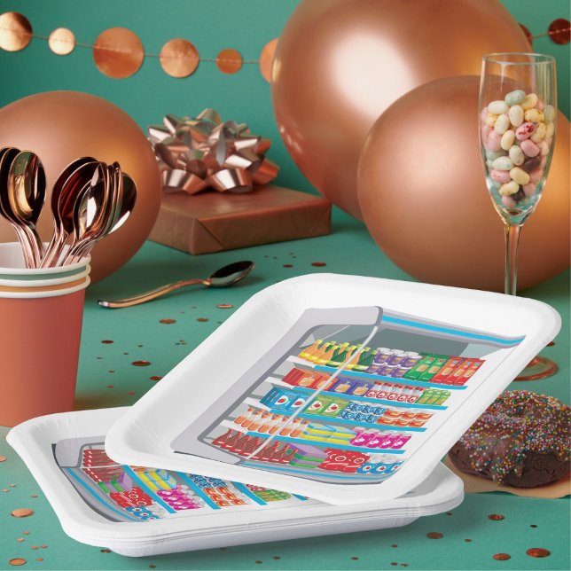 Supermarket Dairy Fridge Paper Plates (Creator Uploaded)