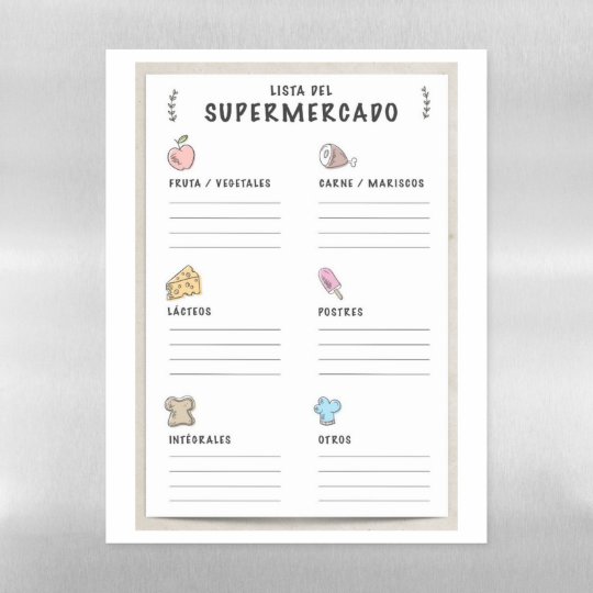 Supermarket List (in Spanish) Dry Erase Sheet