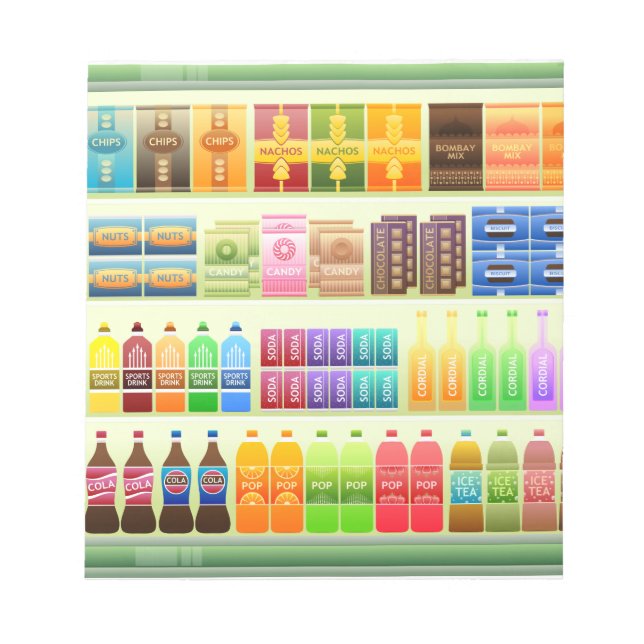 supermarket shelf products snacks notepad (Front)