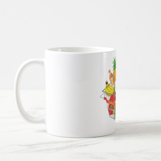 Supermarket Shopping Basket Coffee Mug (Left)