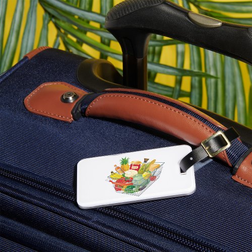 Supermarket Shopping Basket Luggage Tag