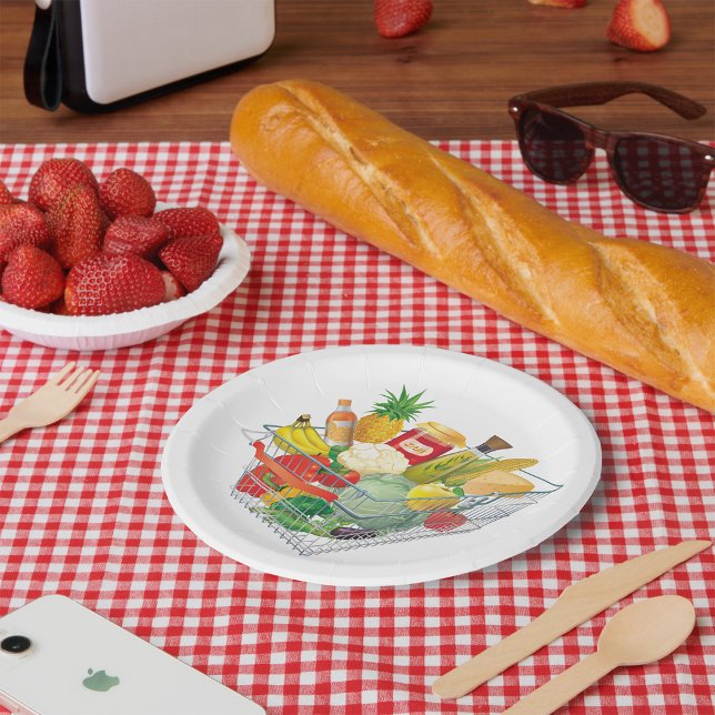 Supermarket Shopping Basket Paper Plates (Creator Uploaded)