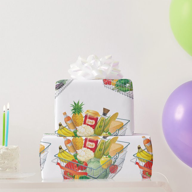 Supermarket Shopping Basket Wrapping Paper (Creator Uploaded)