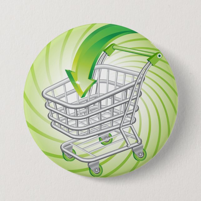 Supermarket Shopping Cart Pinback Button (Front)