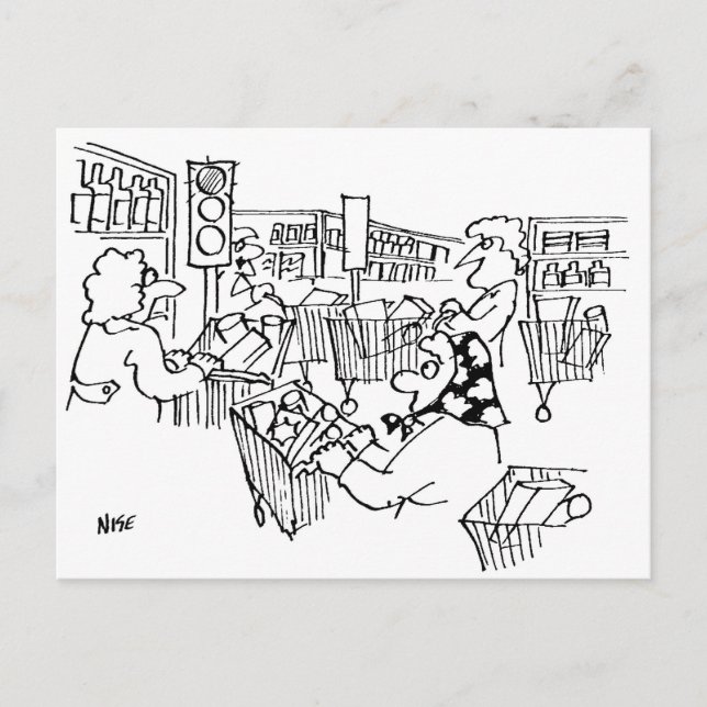 Supermarket Traffic Lights Funny Postcard (Front)