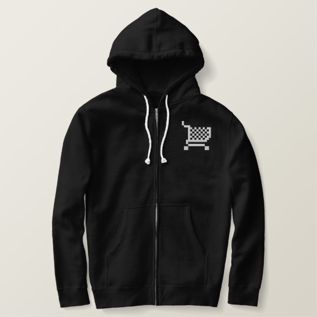 Supermarket Trolley Pixel Art Logo Hoodie (Dark) (Design Front)