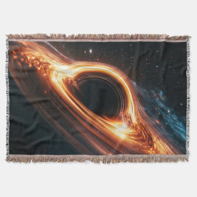 Supermassive Black Hole Accretion Disk Space Art  Throw Blanket (Front)