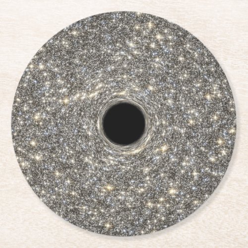 Supermassive Black Hole In The Middle Of A Galaxy Round Paper Coaster
