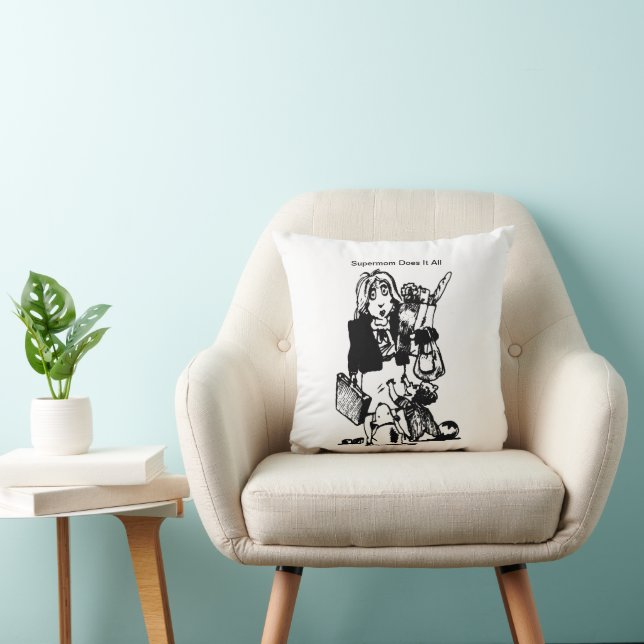 Supermom Does It All Mother's Day Throw Pillow (Chair)