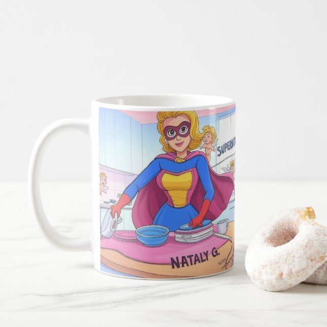 SUPERMOM Mug – Cute Superhero Gift for Mom (With Donut)