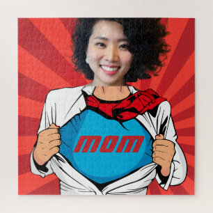 Supermom- Name and Photo Customizable Jigsaw Puzzle