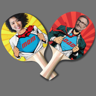 Supermom vs. Superdad - Customizable Ping Pong Paddle