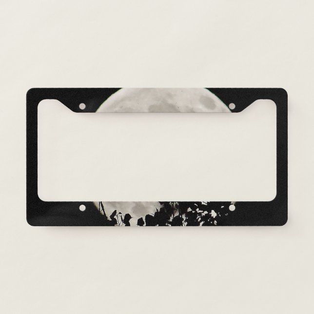 Supermoon and black leaves license plate frame (Front)