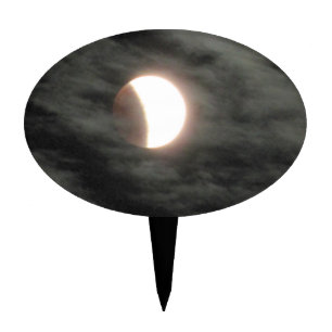 Supermoon Eclipse among Clouds Cake Topper