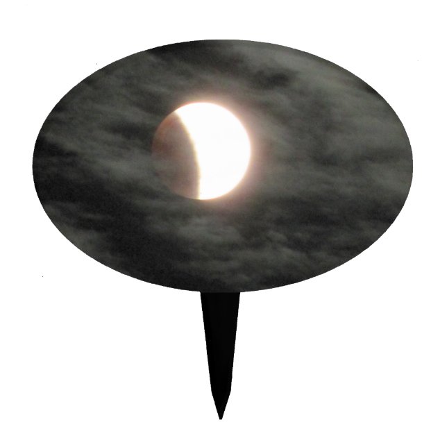 Supermoon Eclipse among Clouds Cake Topper (Front)