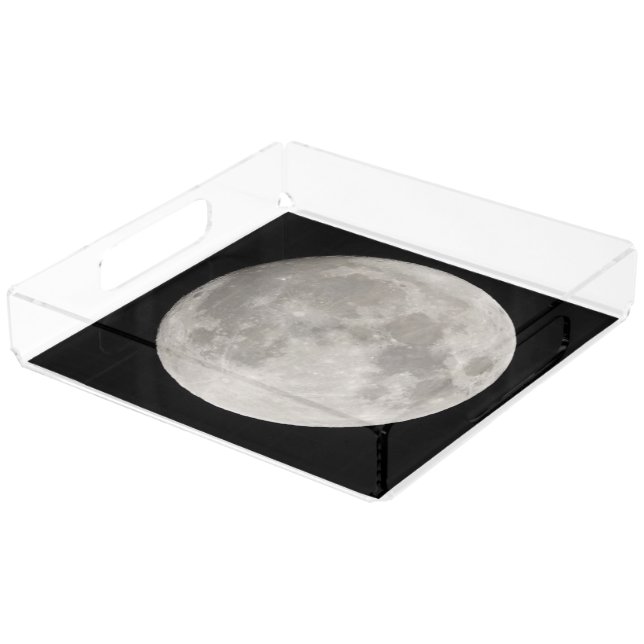 Supermoon in black sky acrylic tray (Angled)