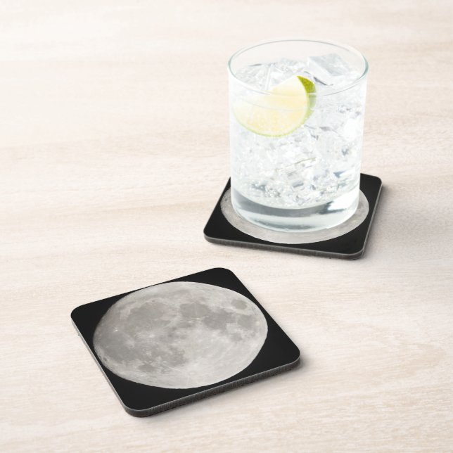Supermoon in black sky beverage coaster (Right Side)