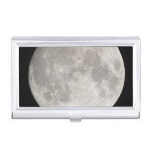 Supermoon in black sky business card case