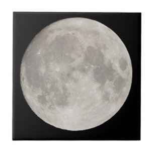 Supermoon in black sky ceramic tile